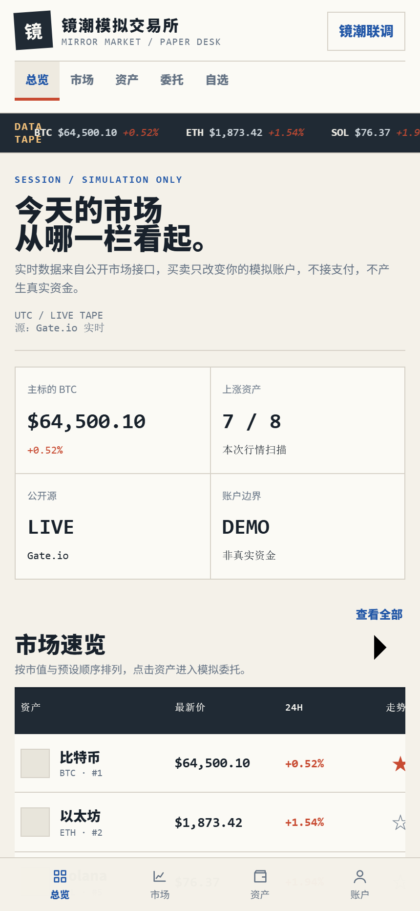 镜潮模拟交易所5490