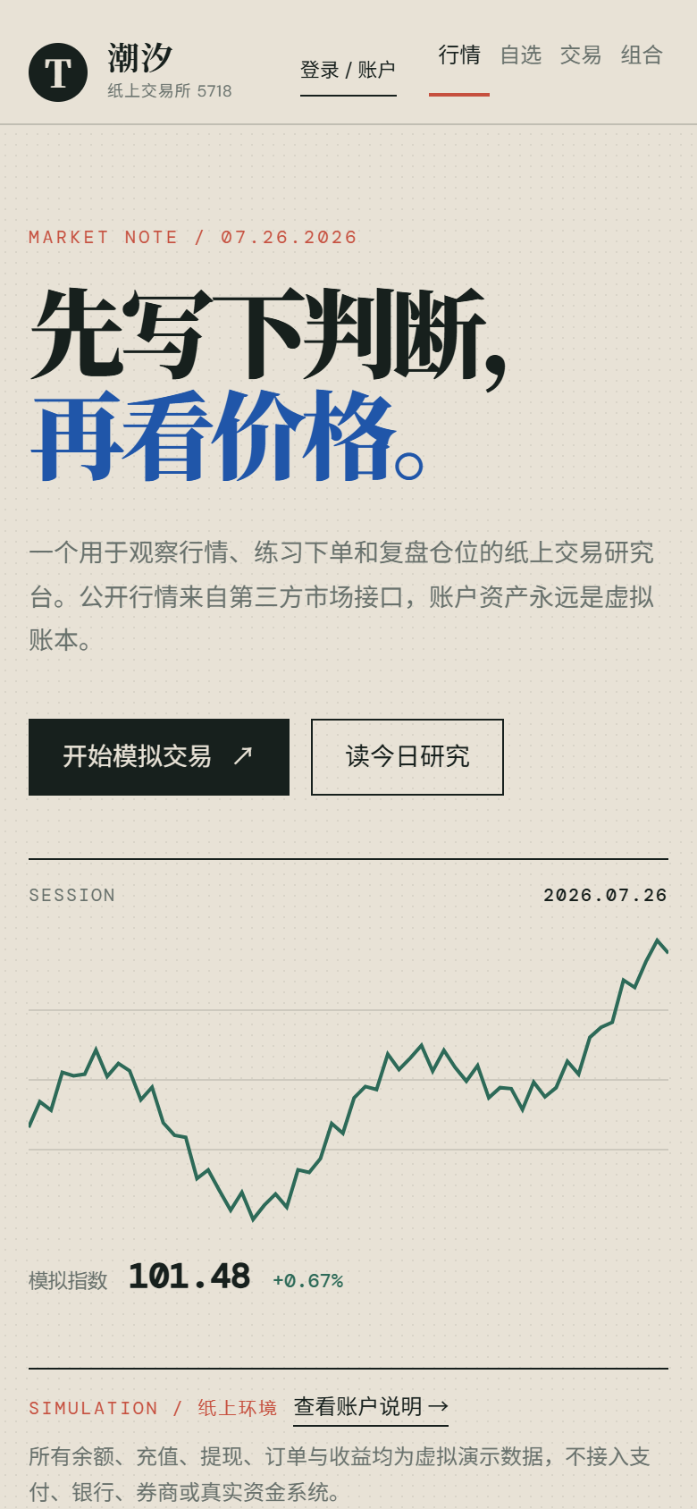 潮汐纸上交易所5718
